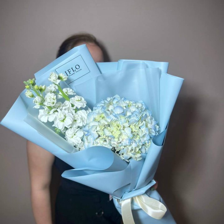 Гортензия голубая с маттиолой в Севастополи