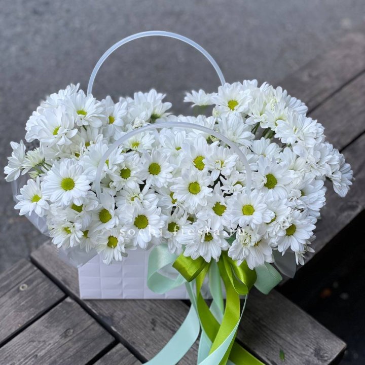 Сумка с хризантемами ромашками в Севастополи