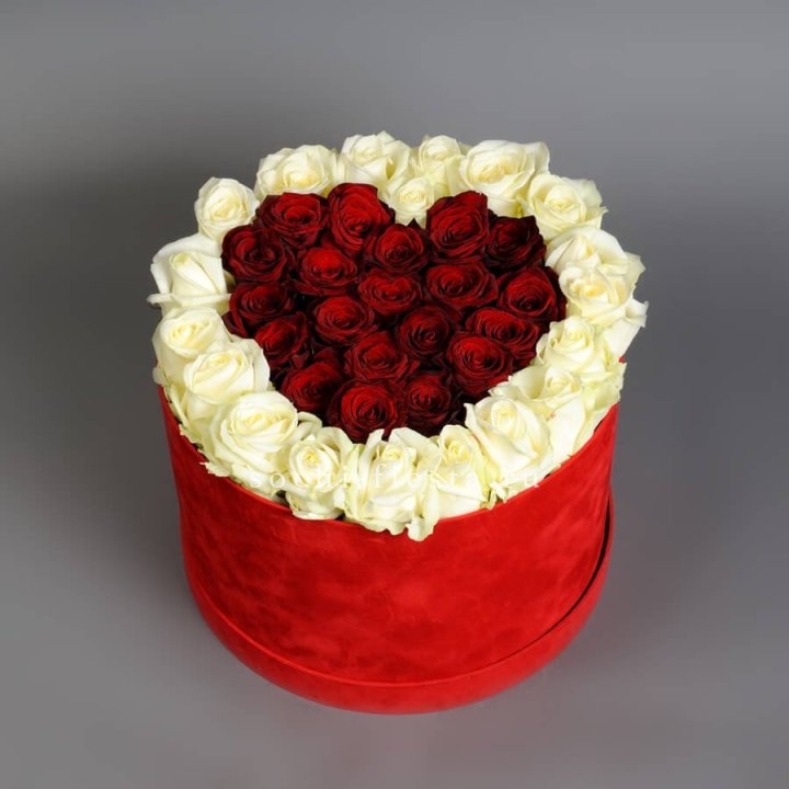 39 красных и белых роз в цилиндре в Севастополи