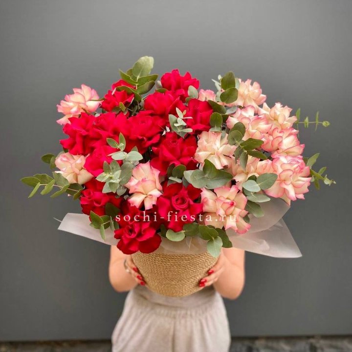 25 Французских роз в джутовом кашпо  в Севастополи