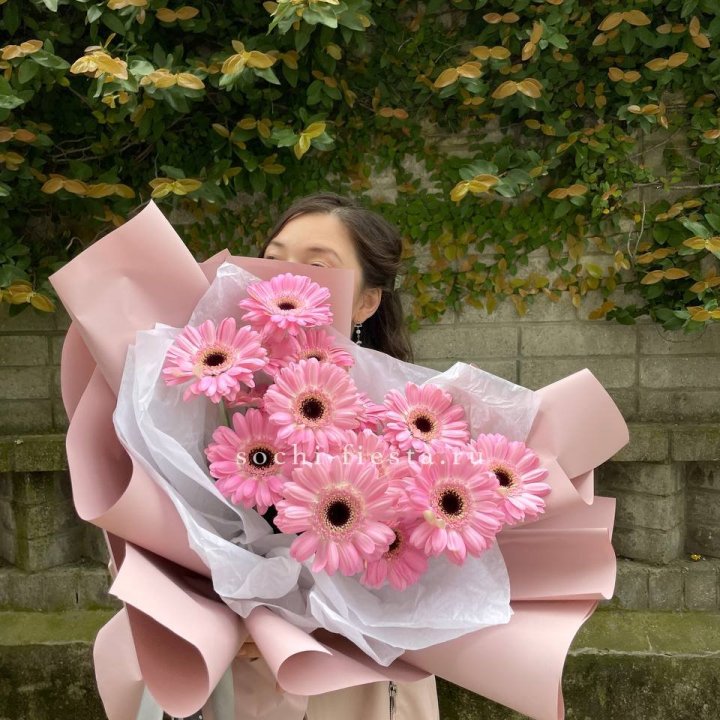 13 розовых гербер в Севастополи