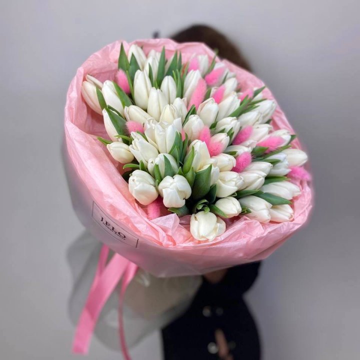 51 белый тюльпан "Рози" в Севастополи