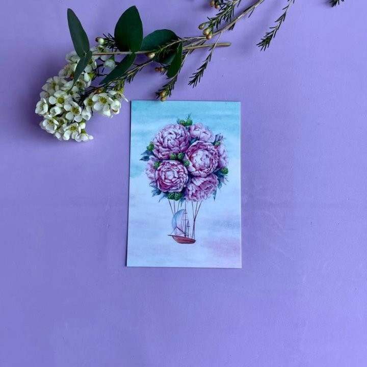 Открытка к букету "Пион" в Севастополи