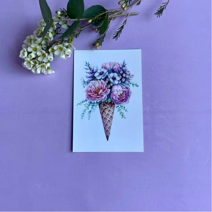 Открытка к букету "Цветочно-кремовый" в Севастополи