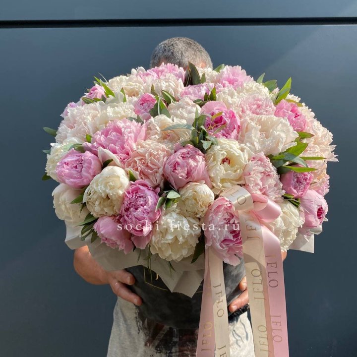 51 пионов в боксе в Севастополи