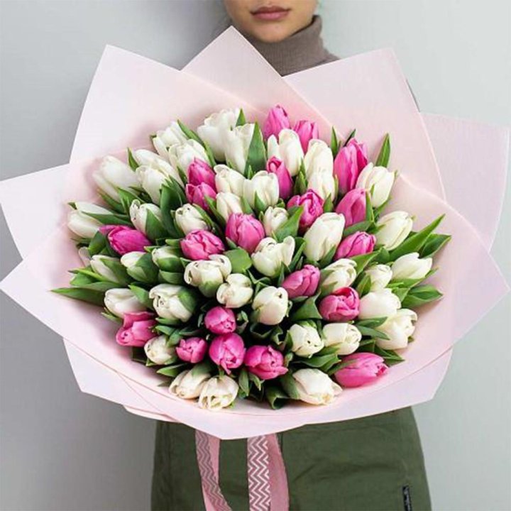 61 бело-розовый тюльпан в Севастополи